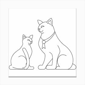 Cat And Woman Line(2) Canvas Print