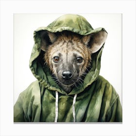 Watercolour Cartoon Hyena In A Hoodie Canvas Print