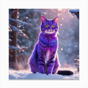 A Purple Winter Cat Canvas Print
