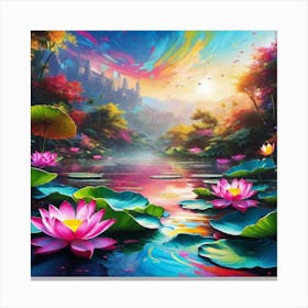 Lotus Lily Painting 2 Canvas Print