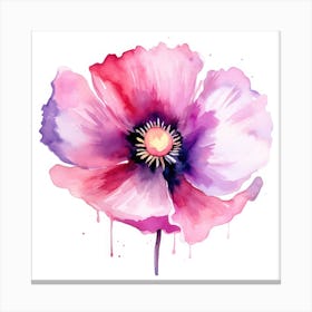 Watercolor Poppy Flower Canvas Print