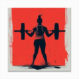 Silhouette Of A Woman Lifting Weights Canvas Print