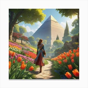 Tulips And Pyramids Canvas Print