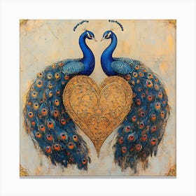 Peacocks In Love 6 Canvas Print