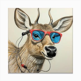 Deer With Headphones 16 Canvas Print