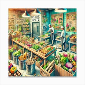 A Vibrant Scene Depicting Zero Waste Initiatives I Canvas Print