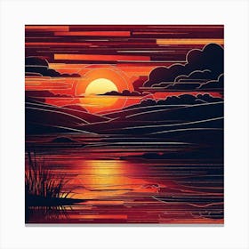 Sunset Over The Lake 22 Canvas Print