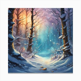 Colourful Snowy Forest Canvas Print