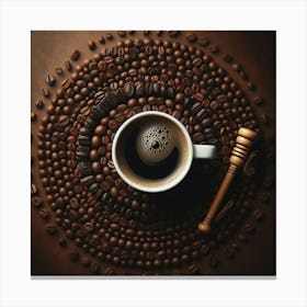 Coffee Cup On Coffee Beans 1 Canvas Print