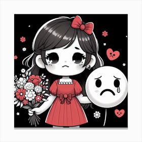 Sad Girl With Flowers 5 Canvas Print