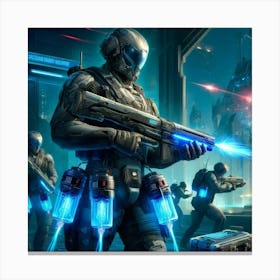 A Depiction Of Sovereign Strike Forces Equipped Wi Canvas Print