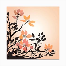 Branches and Leaves in Warm Pastels Canvas Print