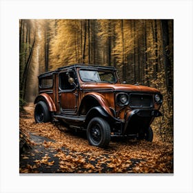 Old Jeep In The Woods Canvas Print
