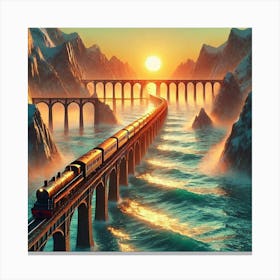 Train Crossing The Ocean 2 Canvas Print