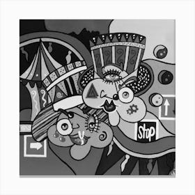 Abstract Figurative / Black & White / Circus / 40x40cm Canvas Print