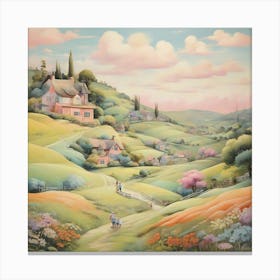 The Landscape, Naive Art Style Canvas Print