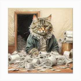 Cat In The Office Canvas Print