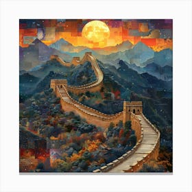 Great Wall Of China, retro collage Canvas Print