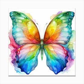 A Watercolor Butterfly With Vibrant Colors And A Blurred Background Canvas Print