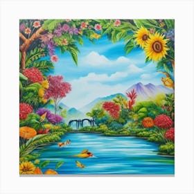 Tropical Landscape Painting 2 Canvas Print