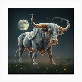 Bull In The Moonlight 15 Canvas Print