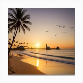 Sunset At The Beach 1 Canvas Print