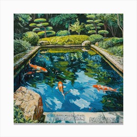 Summer Zen Japanese Garden Series In Style Of David Hockney 3 Canvas Print