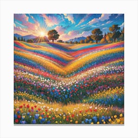 Sunset In The Meadow 3 Canvas Print