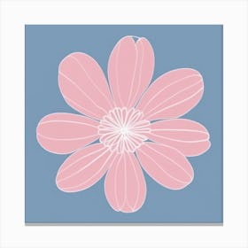 A White And Pink Flower In Minimalist Style Square Composition 328 Canvas Print