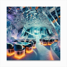 A Futuristic Sci Fi Restaurant Built Into A Crysta Canvas Print