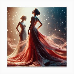 Two Beautiful Women In A Ball Gown Canvas Print