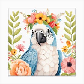 Floral Baby Parrot Nursery Illustration (35) Canvas Print