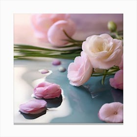 Pink Roses On Water Canvas Print