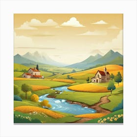 Countryside Landscape Canvas Print