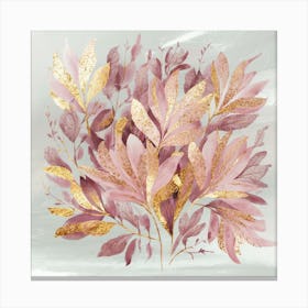 Pink And Gold Leaves Canvas Print