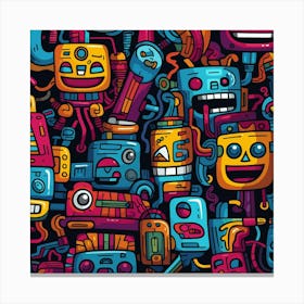 Robots Seamless Pattern Canvas Print