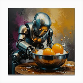 Robot Cooking Eggs Canvas Print