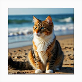 Cat On The Beach Canvas Print