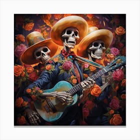 Day Of The Dead Party Musicians 2 Canvas Print