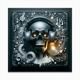 Skull With Headphones 6 Canvas Print