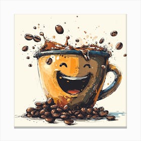 Coffee Cup With Smiley Face Canvas Print