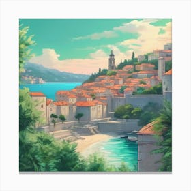 Croatia Mint Green Soft Expressions Landscape Canvas Print