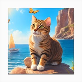 Cat On The Beach Canvas Print