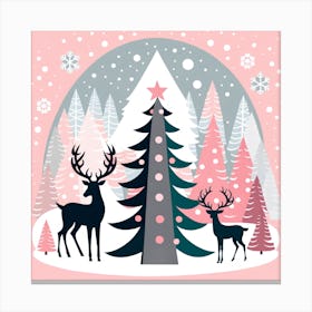 Christmas Tree And Deer, Rein deer, Christmas Tree art, Christmas Tree, Christmas vector art, Vector Art, Christmas art, Christmas, star light Canvas Print