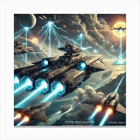 A Sci Fi Depiction Of Astralis Class Frigates Canvas Print