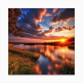 Sunset Over The Water 7 Canvas Print
