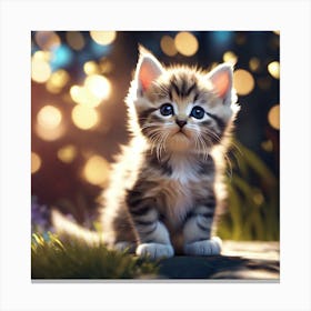 Kitten At Night Canvas Print