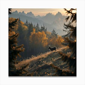 Deer In The Autumn Forest Canvas Print