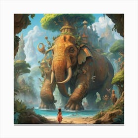 Elephant In The Jungle paintings art print 1 Canvas Print