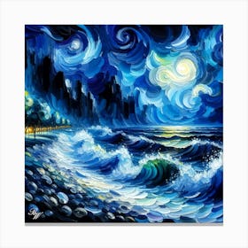 Abstract Oil Painting Of Raging Ocean 4 Copy Canvas Print